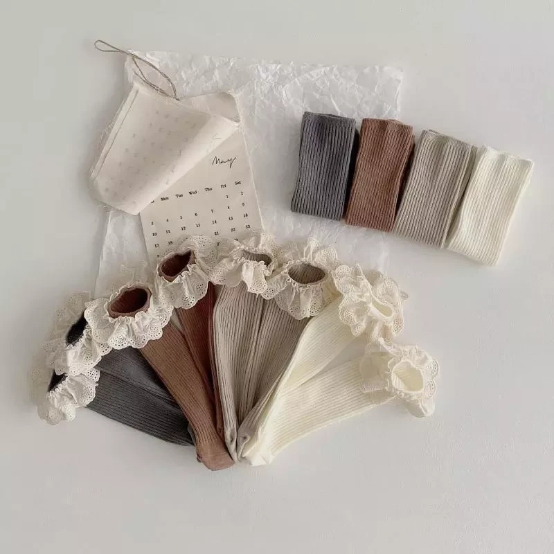 Baby Sock Oximeter - 여아 러플 레이스 양말, 공주 무릎
